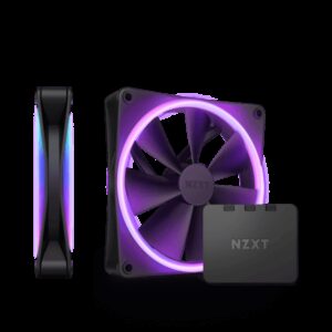 NZXT F140 RGB DUO 140mm Hub-Mounted Twin Pack RGB Fan with RGB Controller WHITE/Black 1