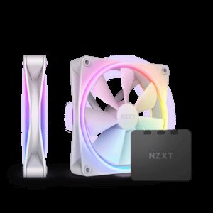 NZXT F140 RGB DUO 140mm Hub-Mounted Twin Pack RGB Fan with RGB Controller WHITE/Black