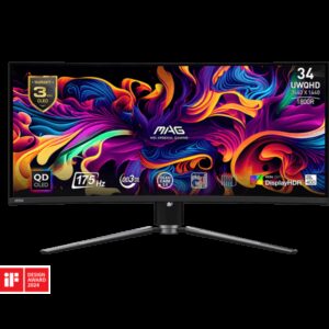 MSI MAG 341CQP 34 Inch QD-OLED UWQHD (3440 X 1440) 175Hz Gaming Monitor