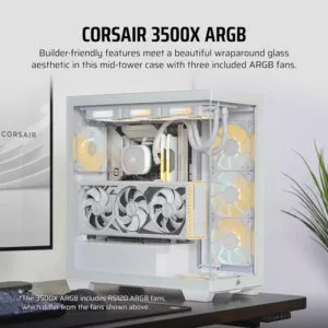 Corsair 3500X ARGB Mid-Tower  Case – White 1