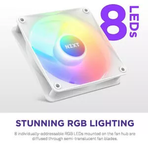 NZXT F120 RGB Core – 120mm Hub-Mounted RGB Fan – Single Pack (White)( 1 Year Warranty) 1