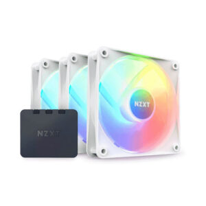 NZXT F120 RGB Core – 120mm Hub-Mounted RGB Fan – Triple Pack (White) W/RGB Controller(1 year warranty)