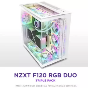 NZXT F120 RGB Duo 120mm Tripple Pack RGB Fan With RGB Controller – White(1 year warranty ) 1