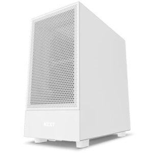 NZXT H5 Flow Mid Tower Airflow Focused Case Tempered Glass (White)