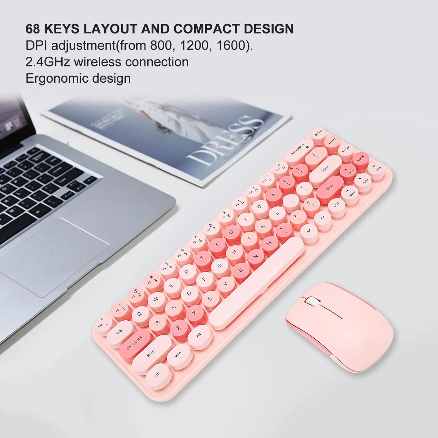 Mofili Wireless Keyboard & Mouse Combo – Pink