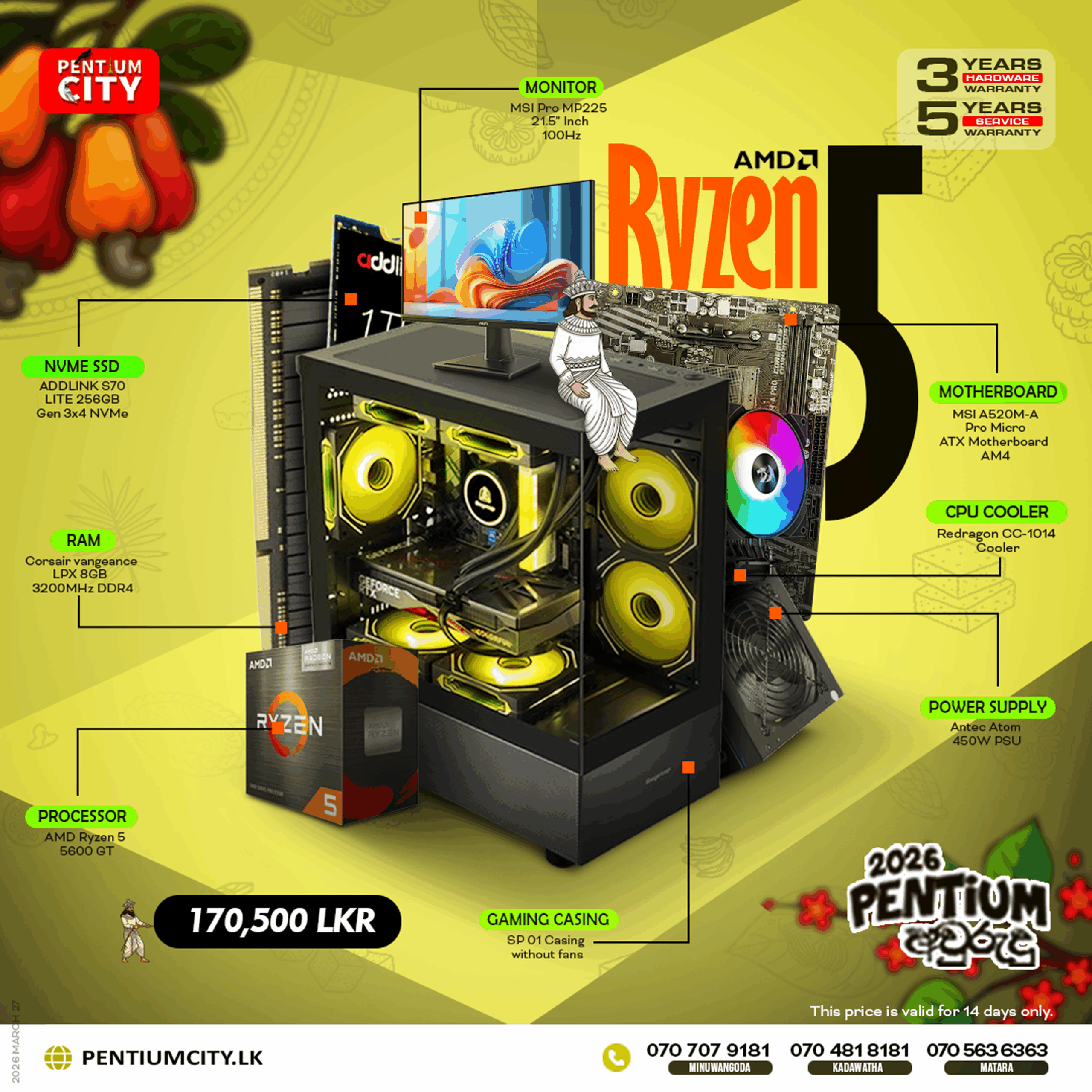 🎮 AMD RYZEN 5 5600GT DDR4 Budget Gaming Build with Monitor 🖥️✨