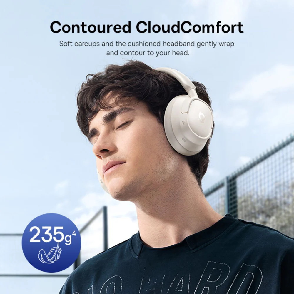 Baseus Bass BH1 NC Wireless Noise Cancelling Headphones White - Image 6