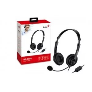 Genius HS-230U – USB Wired Headset with In-line Control and Built-in Microphone